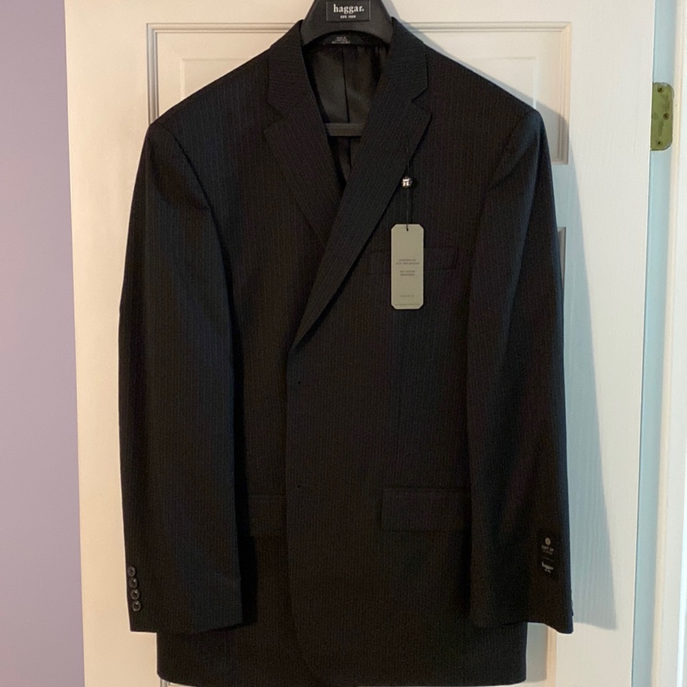 Black pinstriped suit separates